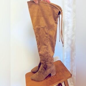 Suede Cognac Brown Over the Knee Boot‎ Size 10M Marc Fisher